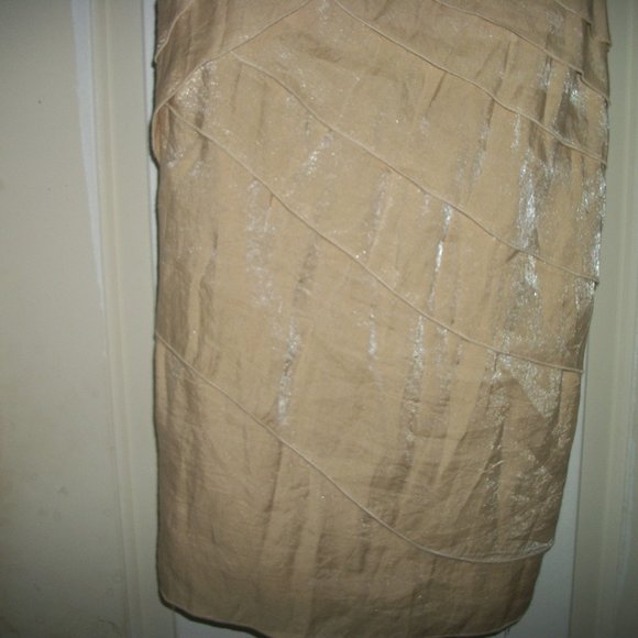 SWEET BEIGE SEMI RUFFLES TIERED ONE SHOULD DRESS 4 - Picture 3 of 6